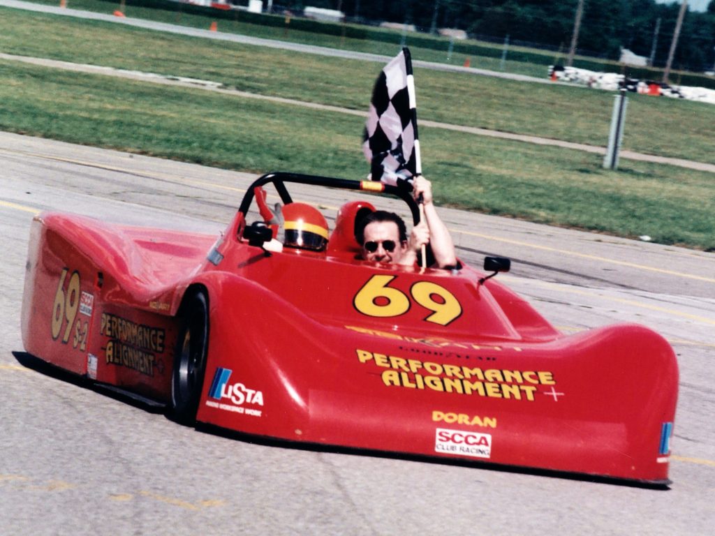 Performance Alignment owner Bill Braucksick enjoys an SCCA Sport 2000 victory in his Doran JE1 (Bill Braucksick collection)